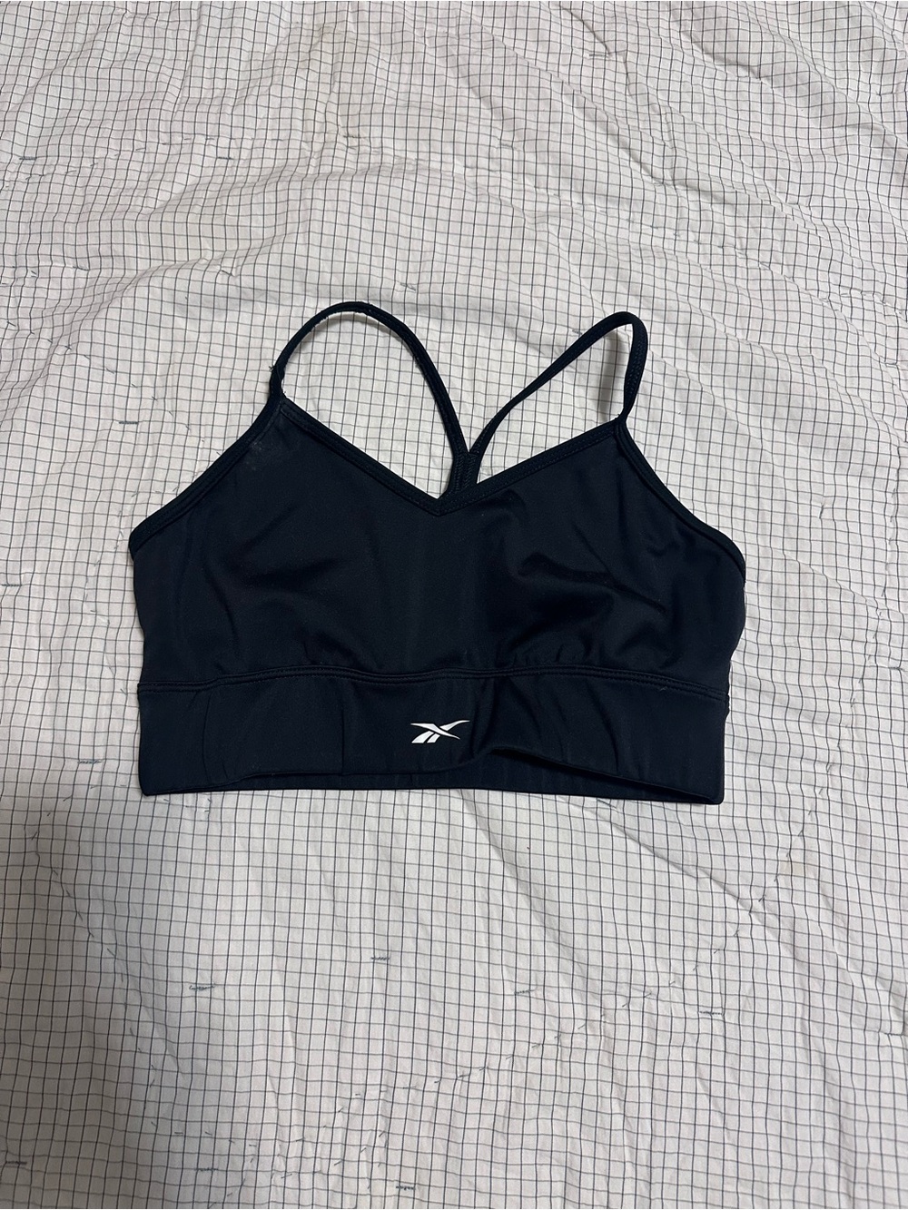 Reebok Black V-Neck Strappy Low-Impact Sports Bra